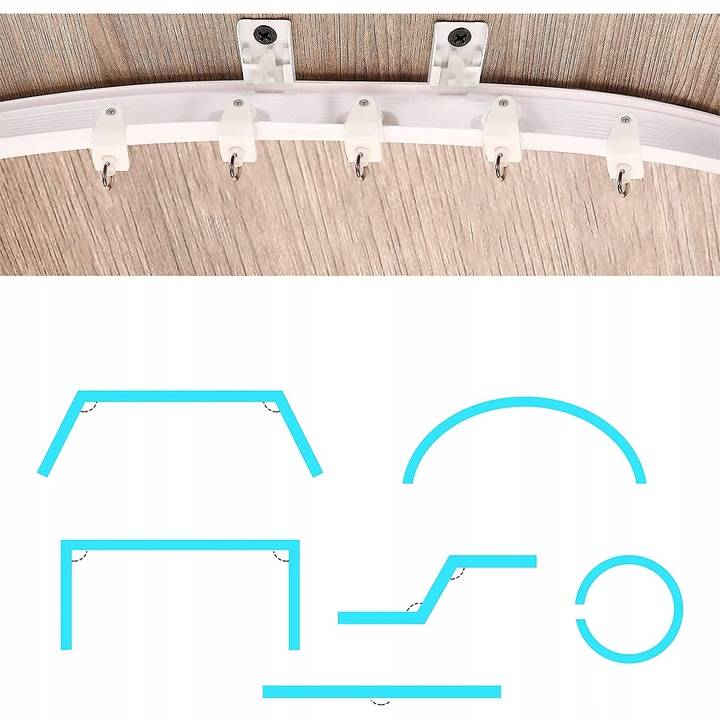 ELASTYCZNA SZYNA DO ZASŁON SUFITOWYCH ZAKRZYWIONY DRĄŻEK DO ZASŁON KARNISZ