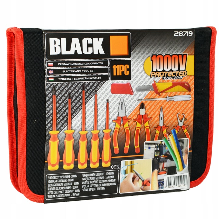 MEGA ZESTAW NARZĘDZI I WKRĘTAKÓW DLA ELEKTRYKA IZOLOWANE 1000V 11EL
