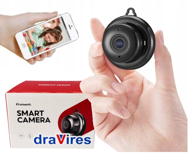 Kamera wifi draVires ip szpiegowska mała mini podczerwień