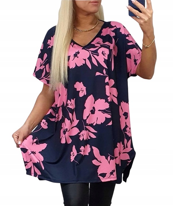 LUŹNA KOBIECA TUNIKA BLUZKA PLUS SIZE V dekolt XL/XXL różne wzory mix 702