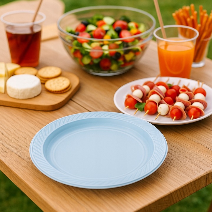 TALERZE TACKI PLASTIKOWE OBIADOWE BIAŁE 22 cm 100 sztuk