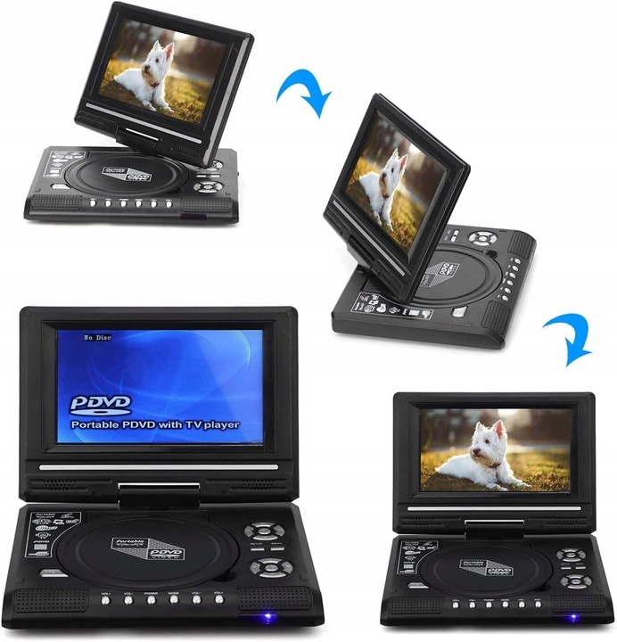 PRZENOŚNY ODTWARZACZ DVD TELEWIZOR 7,8" DOMOWY SAMOCHODOWY ODTWARZACZ DVD