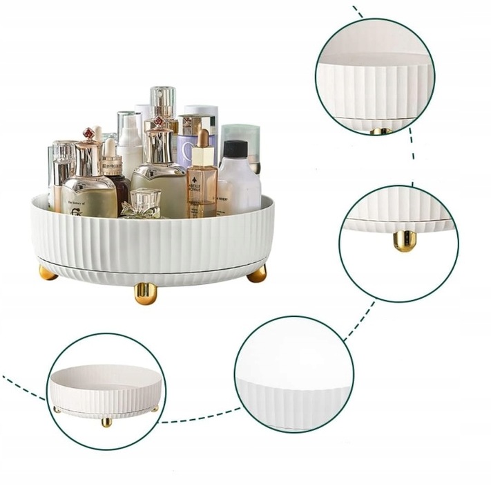 ORGANIZER OBROTOWY na Kosmetyki POJEMNIK na PERFUMY PĘDZLE Make-up 360