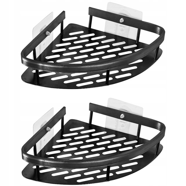 Półka Wisząca Ścienna Metalowa Czarna Łazienkowa Narożna pod Prysznic