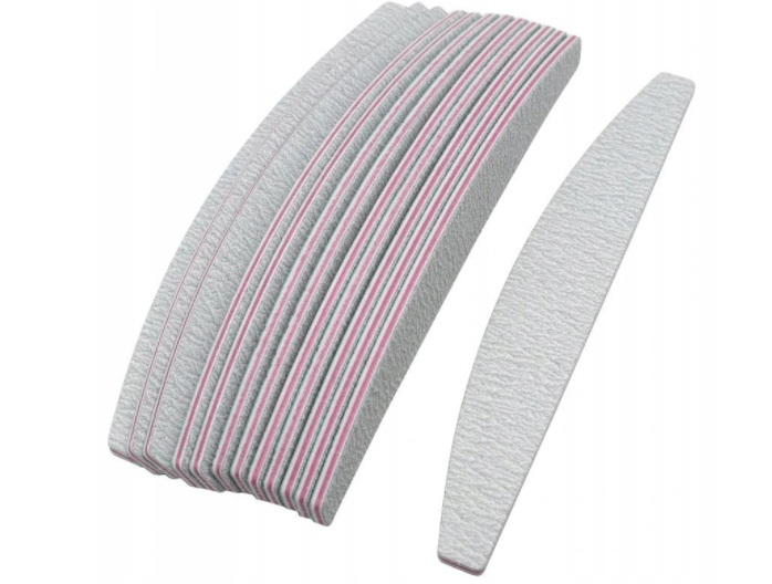 PILNIK DO PAZNOKCI 180/240ŁÓDKA PÓŁKSIĘŻYC ZEBRA ZESTAW 100 SZT DWUSTRONNY