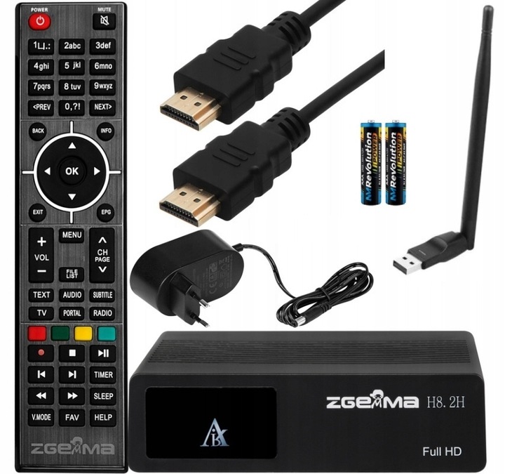 TUNER ZGEMMA H8.2H DEKODER SAT + DVB-T2 HEVC ENIGMA2 E2 + ADAPTER