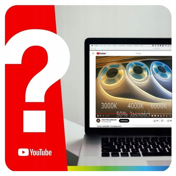 Taśma LED Neon COB 24V rolka 10m 480/m 4000K BIAŁA NEUTRALNA 10Wm 8MM