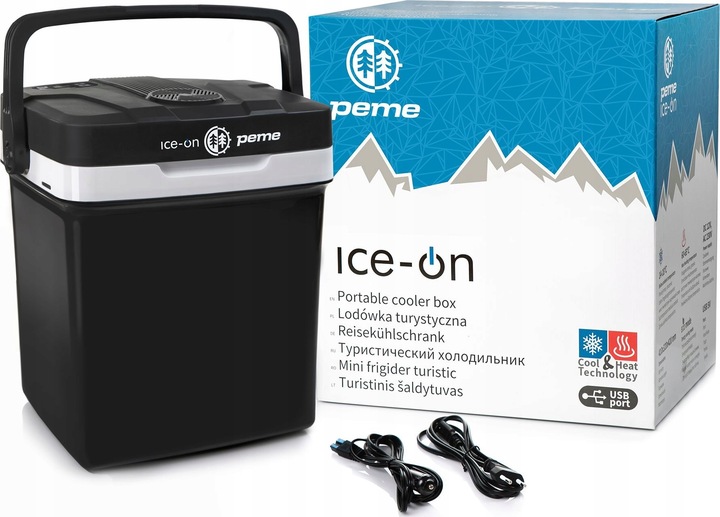 LODÓWKA TURYSTYCZNA Ice-On 27 SAMOCHODOWA Funkcja Grzania 12v 230v USB PEME