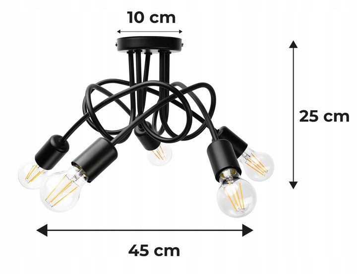 LAMPA WISZĄCA SUFITOWA ZAWIJANA LOFT 5xE27