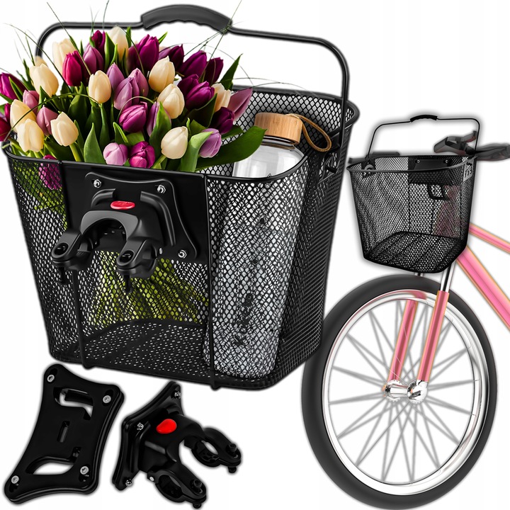 DUŻY KOSZ NA ROWER METALOWY KOSZYK ROWEROWY NA KIEROWNICĘ SYSTEM CLICK XXXL