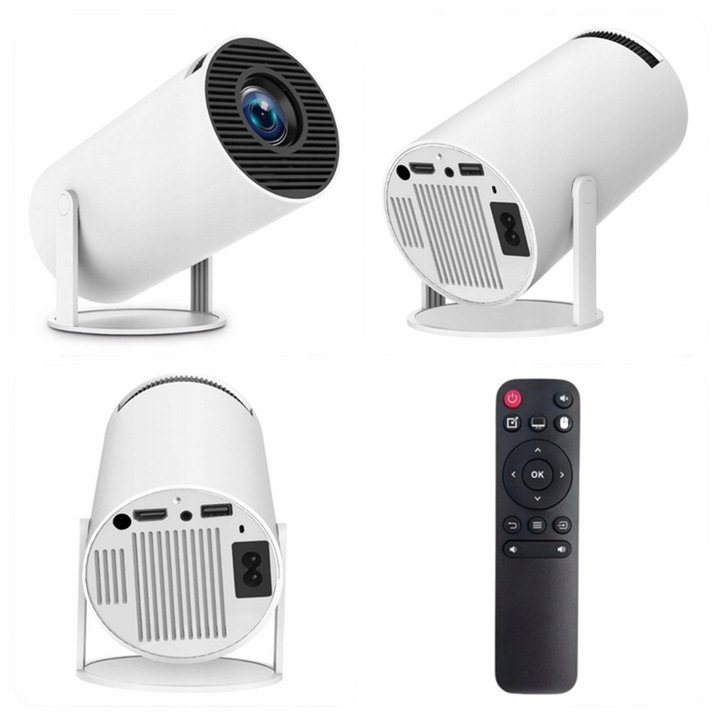 PROJEKTOR RZUTNIK ANDROID TV WIFI FULL HD PRZENOŚNY SMART GŁOŚNIK OBROTOWY