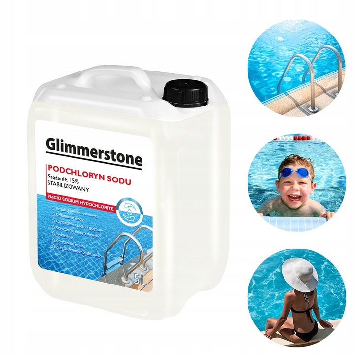 Podchloryn Sodu 15% Stabilizowany Chlor Płynny do Basenu i Studni 5L