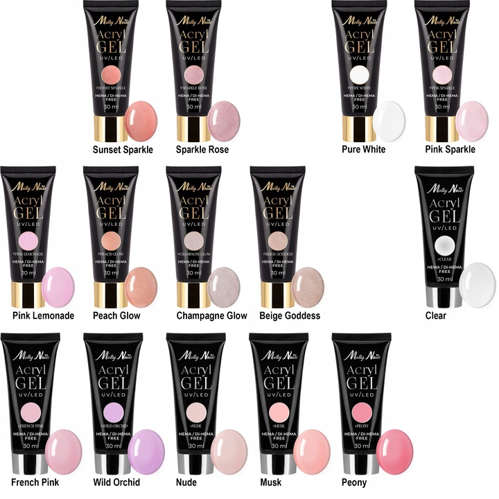 3x Akrylożel Budujący Do Paznokci MOLLYNAILS 30g Wybór Kolorów +