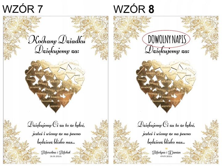 PODZIĘKOWANIE DLA RODZICÓW DZIADKÓW BABCI DZIADKA MAMY ŚLUB SERCE 3D RAMKA