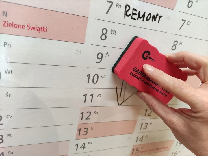 Planer A1 Kalendarz 2025 84x59 zmazywalny z mocowaniem samoprzylepnym