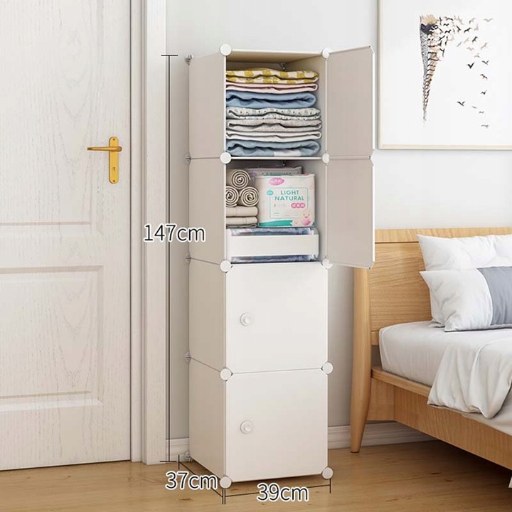 SZAFA MODUŁOWA GARDEROBA UBRANIOWA BIAŁA REGAŁ SŁUPEK ZAMKNIĘTY 4