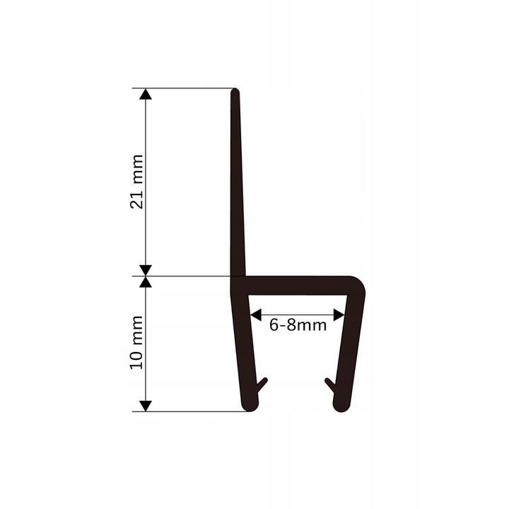2M CZARNA USZCZELKA PIONOWA DO PARAWANU KABINY PRYSZNICOWEJ PARAWANU 6-8 MM