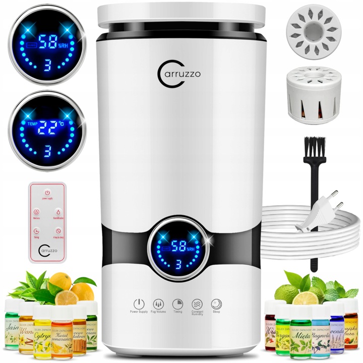 Nawilżacz powietrza AUTOMATYCZNY + AROMATERAPIA 3w1 +12 OLEJKÓW FILTR