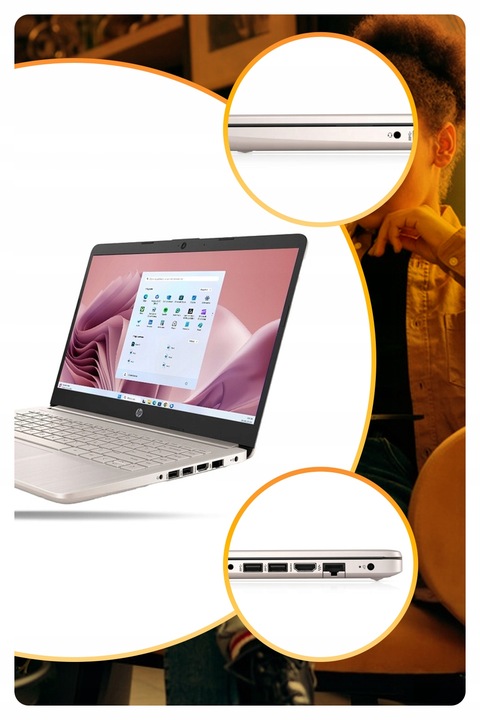 LAPTOP HP 14 N4120 4GB eMMC WINDOWS 11 MEGA PORĘCZNY RÓŻOWY ROSE PINK