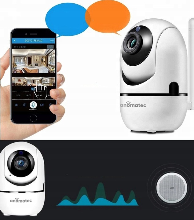 KAMERA BEZPRZEWODOWA WIFI WEWNĘTRZNA NIANIA IP 4MPX APLIKACJA TUYA ANOMATEC
