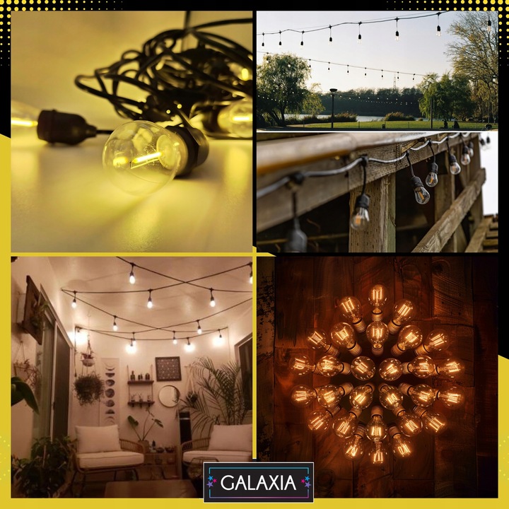 GIRLANDA ŚWIETLNA OGRODOWA 10m Żarówki 10 LED Zewnętrzna Lampki