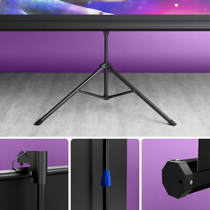 Ekran projekcyjny przenosny 84 cali 16:9 zwijany FULL HD 4K+GRATIS