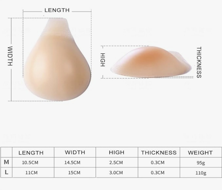 Naklejki unoszące biust, silikonowe Anguxer r.L - wielokrotnego użytku