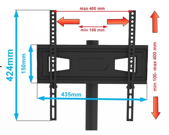 Stojak Podłogowy na telewizor TV 26-65 cali z półką Uniwersalny