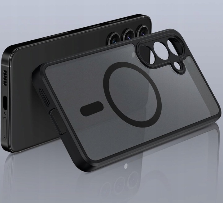 Etui do SAMSUNG S23 5G do MagSafe CZARNY MAT Szkło z czytnikiem linii