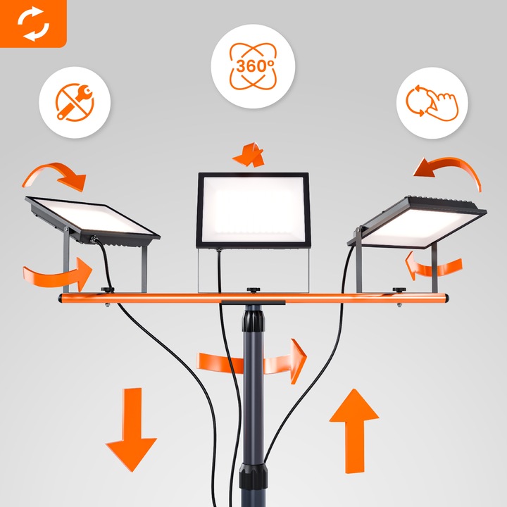 Halogen LED Statyw Budowlany Naświetlacz 3x 100W 33000lm Lampa Na