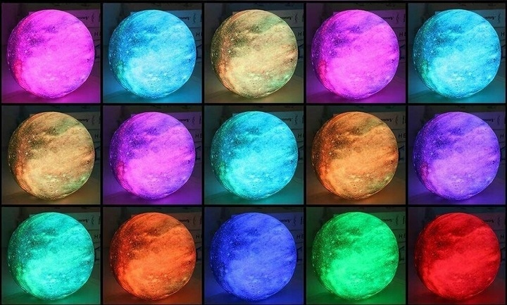 LAMPKA NOCNA LAMPA 3D Księżyc 48cm MOON LIGHT RGB Projektor Gwiazd + pilot