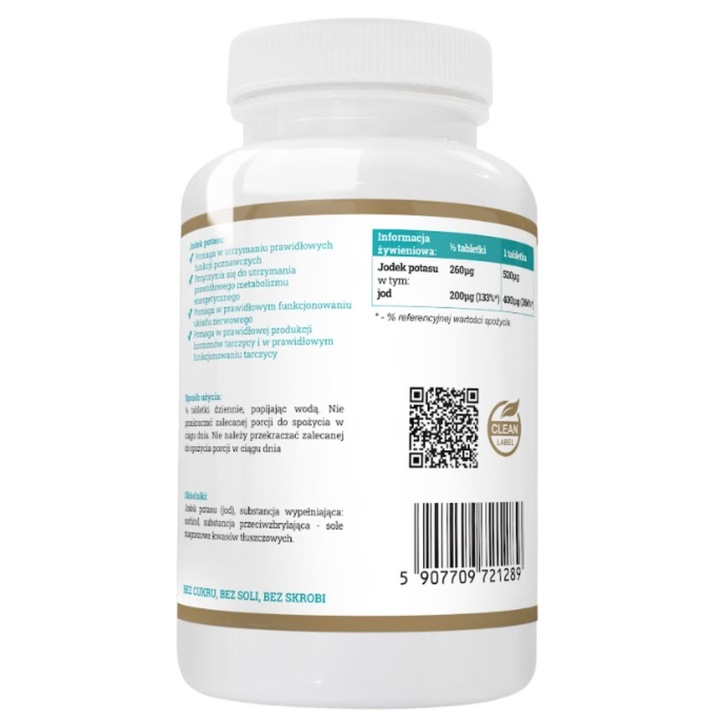Progress Labs Jod Jodek potasu 400mcg 180 tabletek