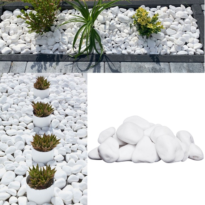 KAMIEŃ OTOCZAK THASSOS 3-6CM KAMIEŃ OGRODOWY BIAŁY DEKORACYJNY OZDOBNY