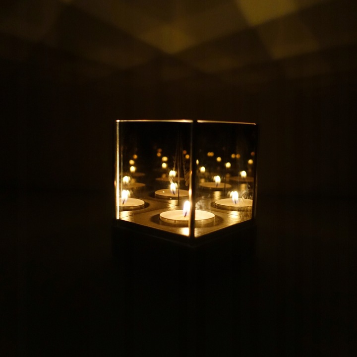 Świecznik magiczny z lustra 3D iluzja nieskończoność pojedynczy czarny