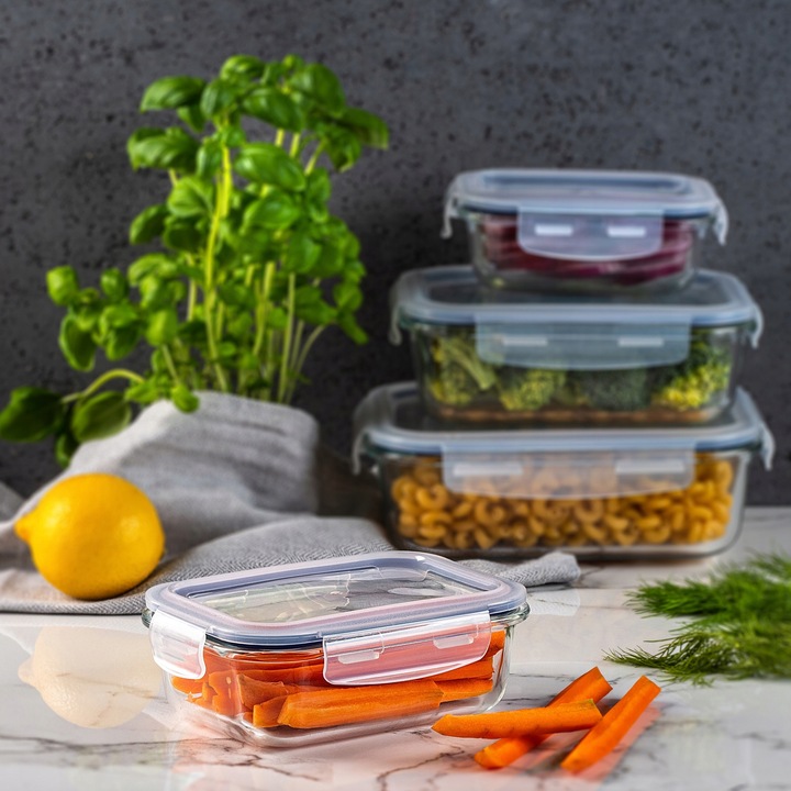 6x SZKLANE POJEMNIKI NA ŻYWNOŚĆ POJEMNIK LUNCHBOX DO LODÓWKI MIKROFALI