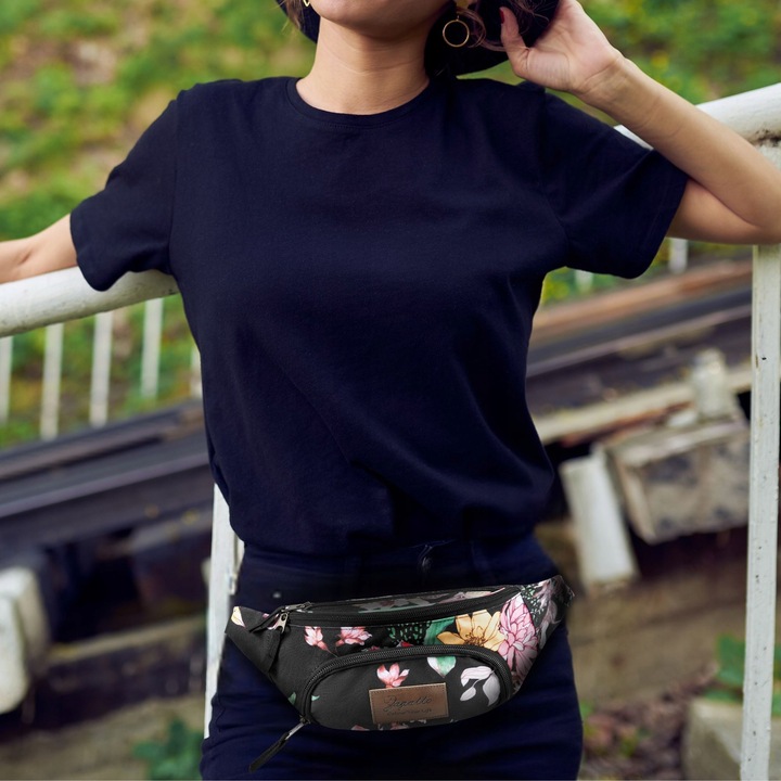 Kolorowa nerka damska saszetka duża sportowa biodrówka w kwiaty ZAGATTO