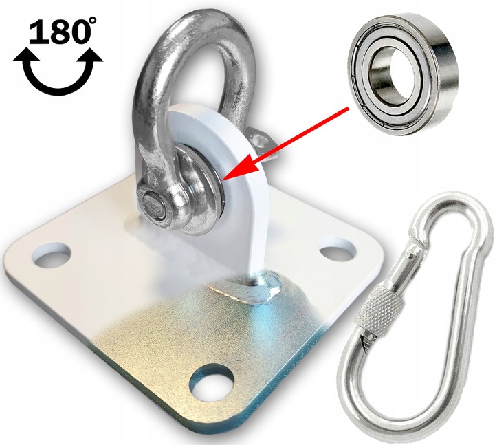 Uchwyt montażowy sufitowy z ŁOŻYSKIEM i szeklą sufitowe hak 180 Biały