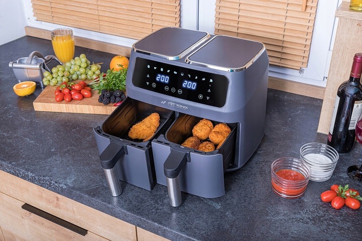FRYTKOWNICA BEZTŁUSZCZOWA PODWÓJNA AIR FRYER 8L 2800W DWUKOMOROWA
