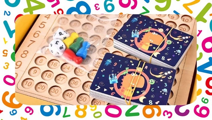 GRA EDUKACYJNA PLANSZOWA TABLICZKA MNOŻENIA + DODAWANIA NAUKA TABLICZKI