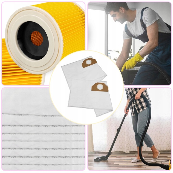 10x WORKI DO ODKURZACZA KARCHER WD3 WD2 SE4001 PLUS KWD V-17 V-15 V12 FILTR