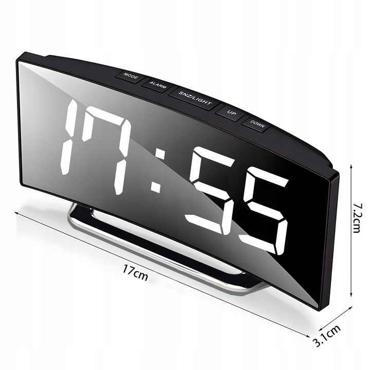 ZEGAR ELEKTRONICZNY BUDZIK LUSTRO STOJĄCY WYŚWIETLACZ LED TERMOMETR