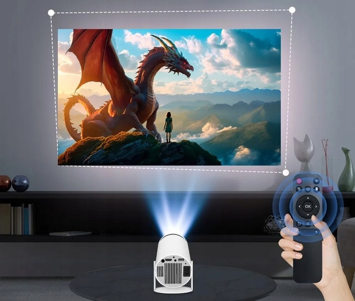 PROJEKTOR HY300 PRO 2025 WERSJA 4K WIFI PRZENOŚNY SMART ANDROID TV RZUTNIK