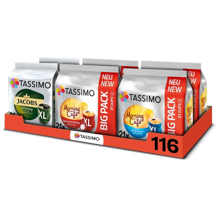 Kapsułki Tassimo MEGAPACK XXL kawy czarne, 5+1 opakowanie GRATIS! [116 kaw]
