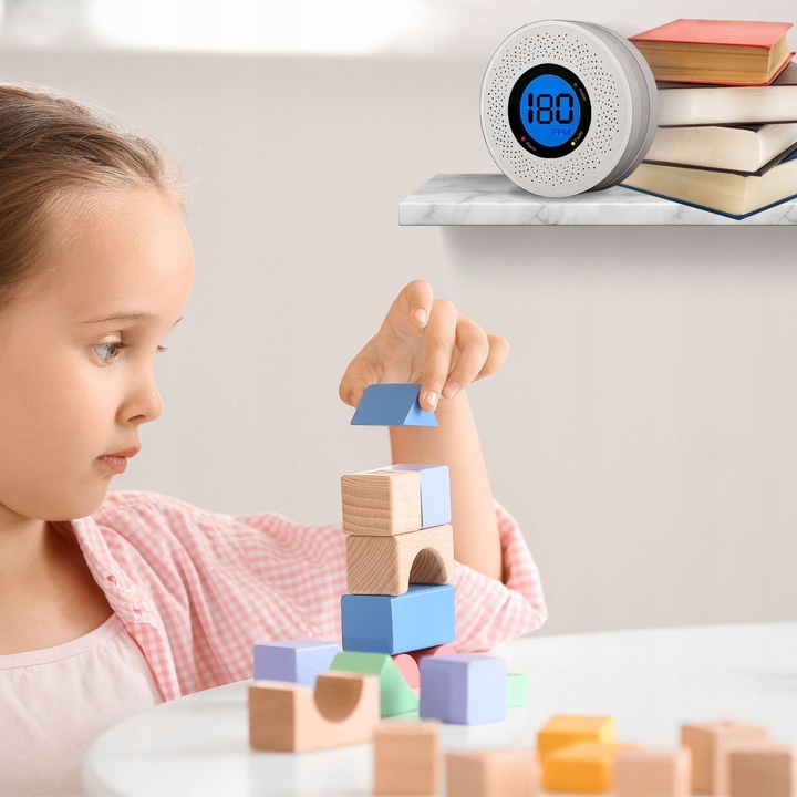 CZUJNIK CZADU DETEKTOR TLENKU WĘGLA CO BEZPRZEWODOWY EKRAN LCD PRO+