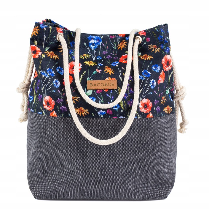 TOREBKA DAMSKA WOREK SHOPPER TORBA KWIATY BAGGAGE