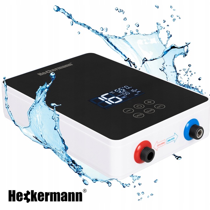 PODGRZEWACZ WODY PRZEPŁYWOWY CZARNY ELEKTRYCZNY 6000W + AKCESORIA SŁUCHAWKA