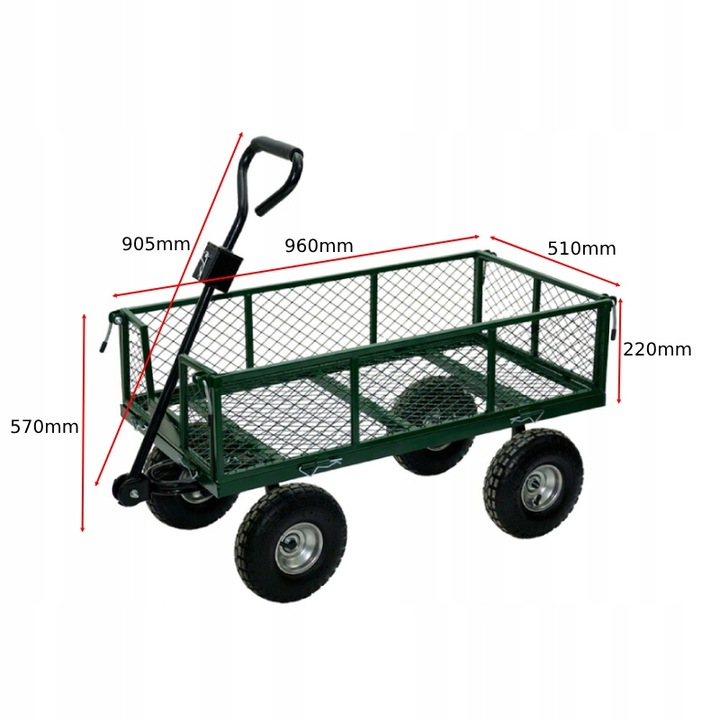 WÓZEK OGRODOWY TRANSPORTOWY DUŻY PRZYCZEPKA BOGIE-TRAX3 ROZKŁADANY DO