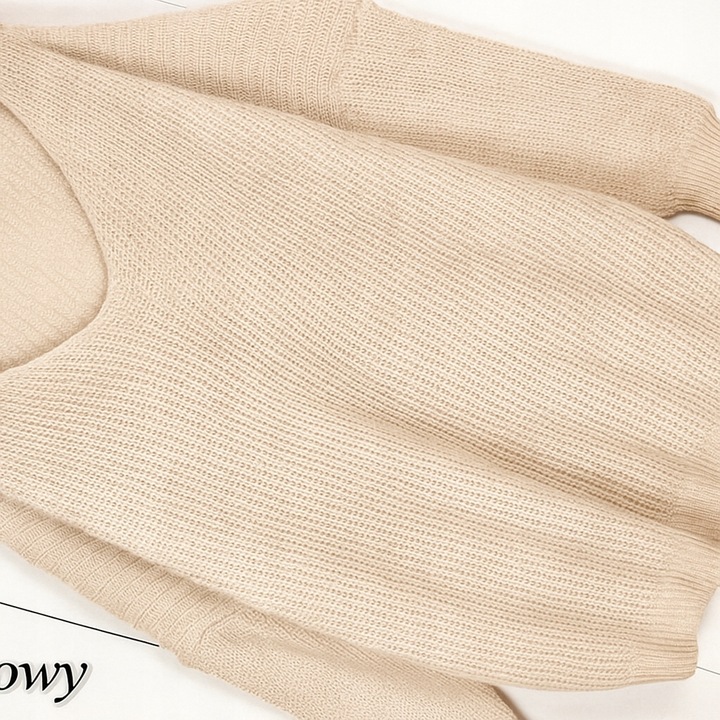 LUŹNY KLASYCZNY DUŻY KOBIECY SWETER OVERSIZE dekolt V kolory XL/XXL