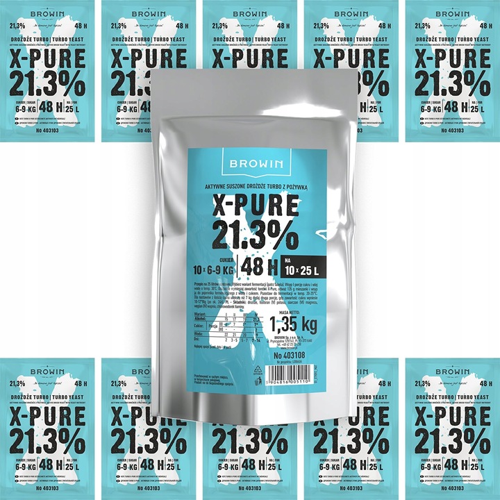 DROŻDŻE GORZELNICZE Turbo X PURE MEGAPACK 48h 21,3% 1.35 kg MEGA PACK