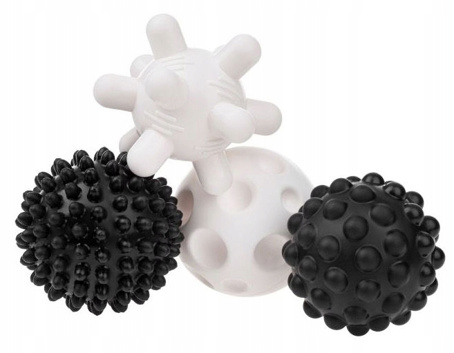 AKUKU Piłeczki SENSORYCZNE KONTRASTOWE CZARNO BIAŁE piłki SENSORKY od 0m+